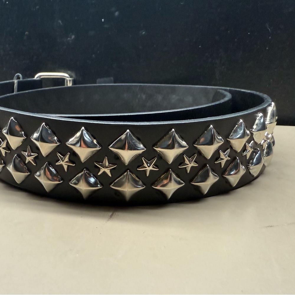 New w/ Tags Unisex Hot Topic Chrome Star Stud Rocker Biker Belt Size Large 36-38